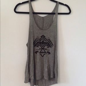 Brandy Melville Gray Embroidered Tribal Tank